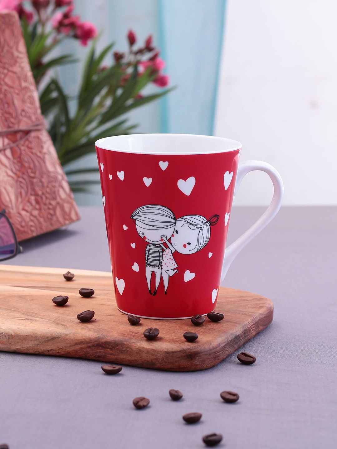 

CLAY CRAFT Red & White Printed Ceramic Cup