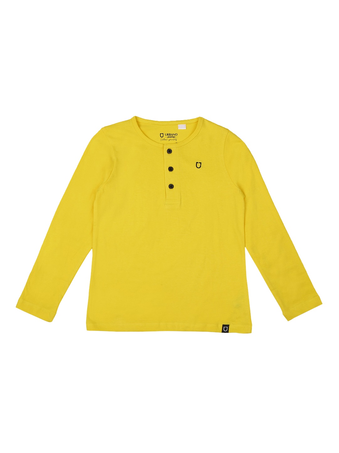 

Urbano Juniors Boys Mustard Solid Henley Neck T-shirt