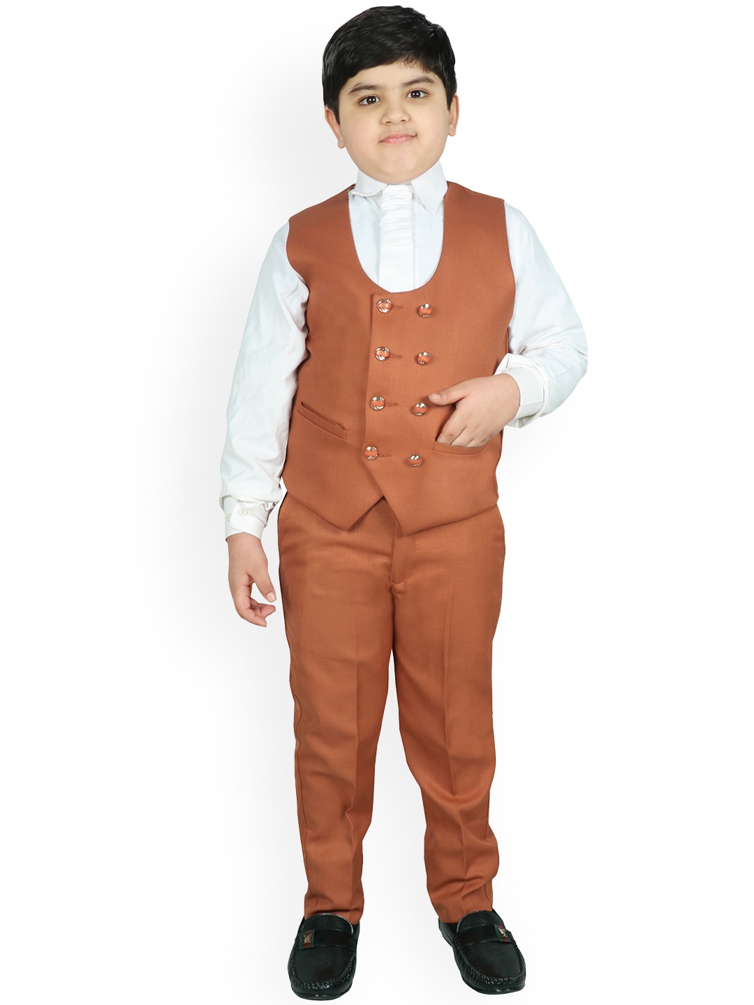 

SG YUVRAJ Boys Brown Solid Tuxedo Party Suit