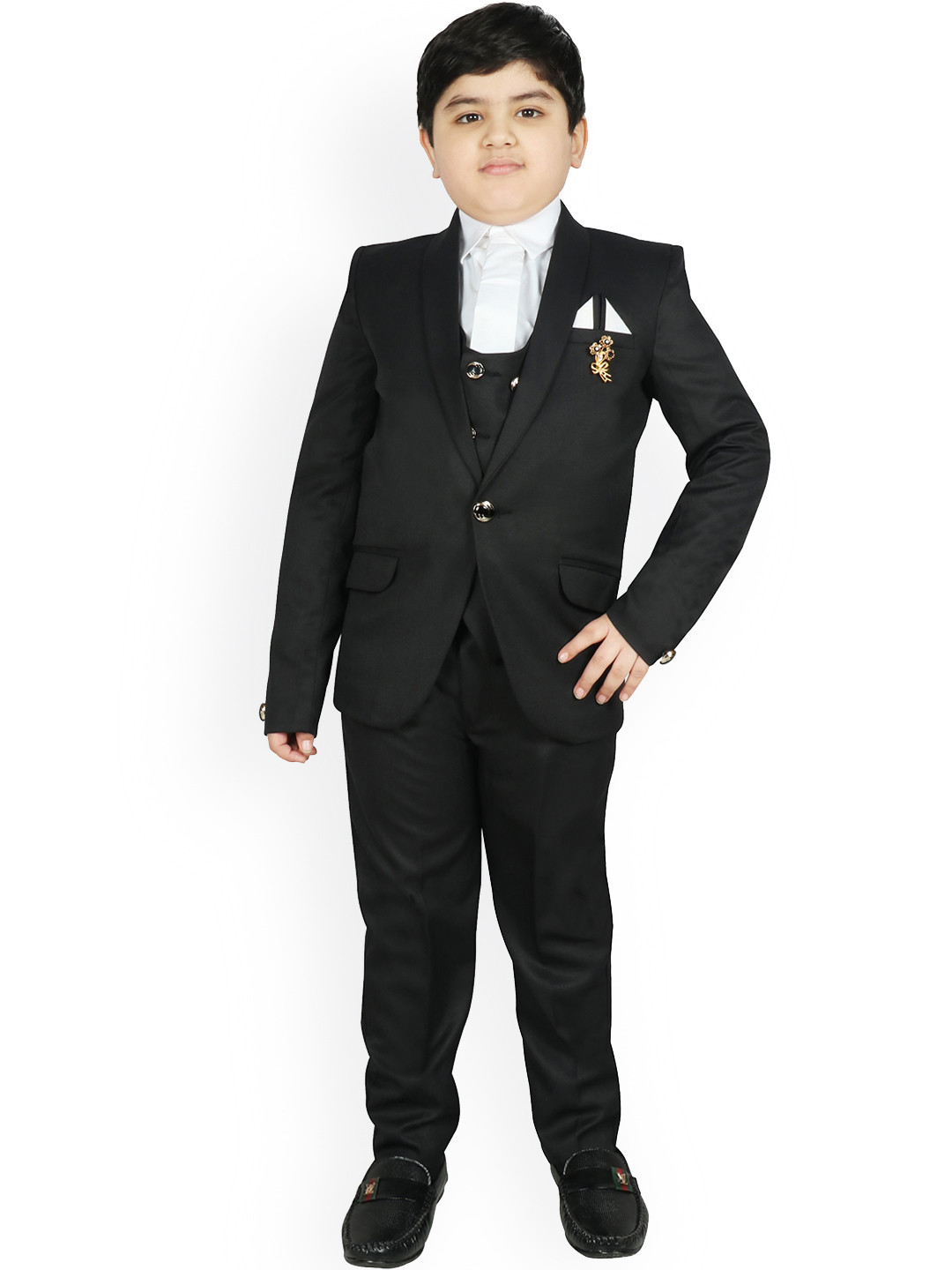 

SG YUVRAJ Boys Black Solid Tuxedo Party Suit
