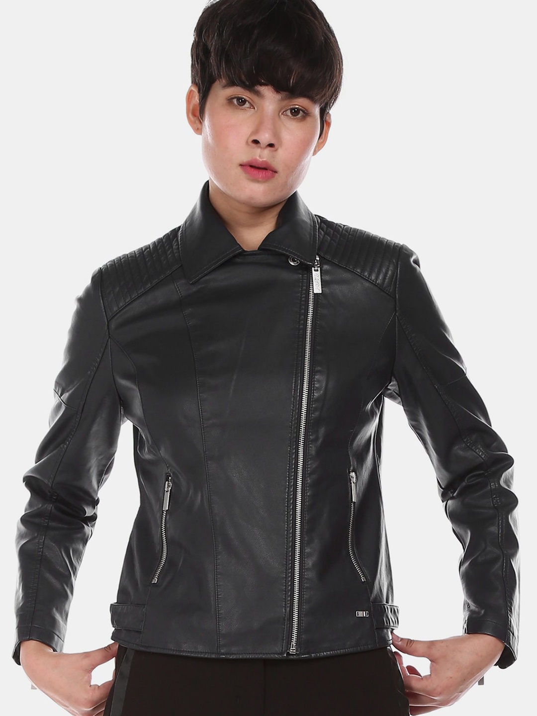 

U.S. Polo Assn. Women Black Solid Biker Jacket