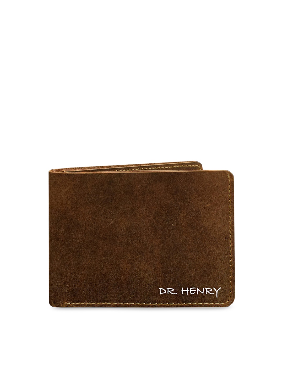 

DR. HENRY Men Brown Textured Leather Two-Fold Wallet