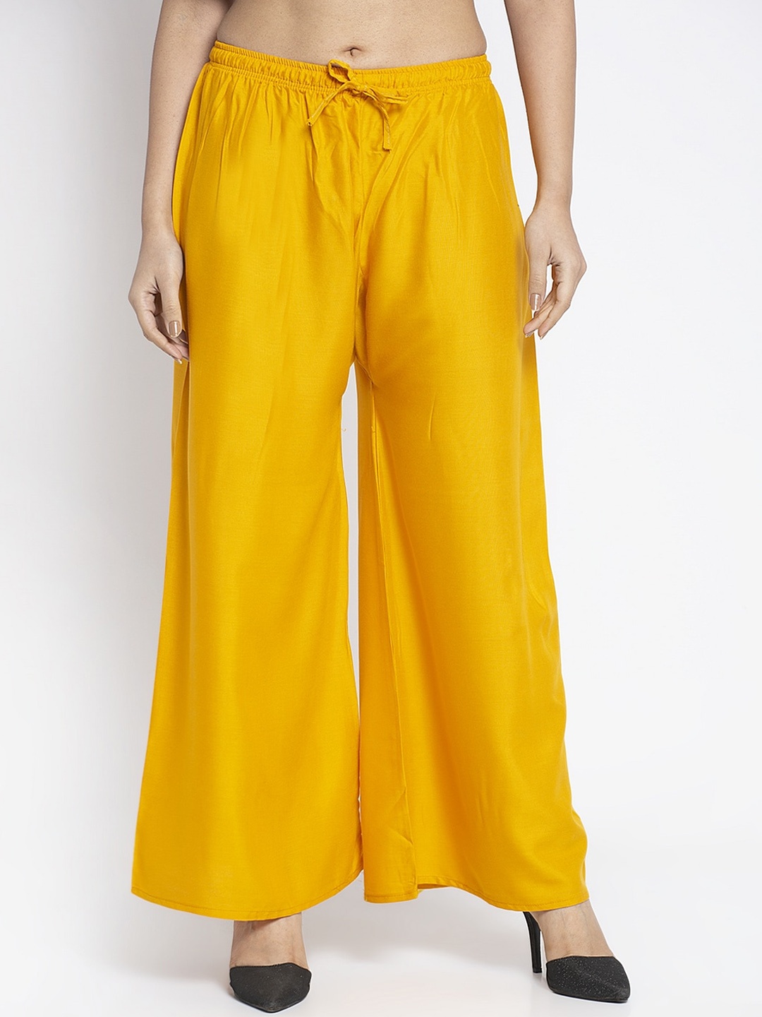 

GRACIT Women Gold-Coloured Solid Flared Palazzo