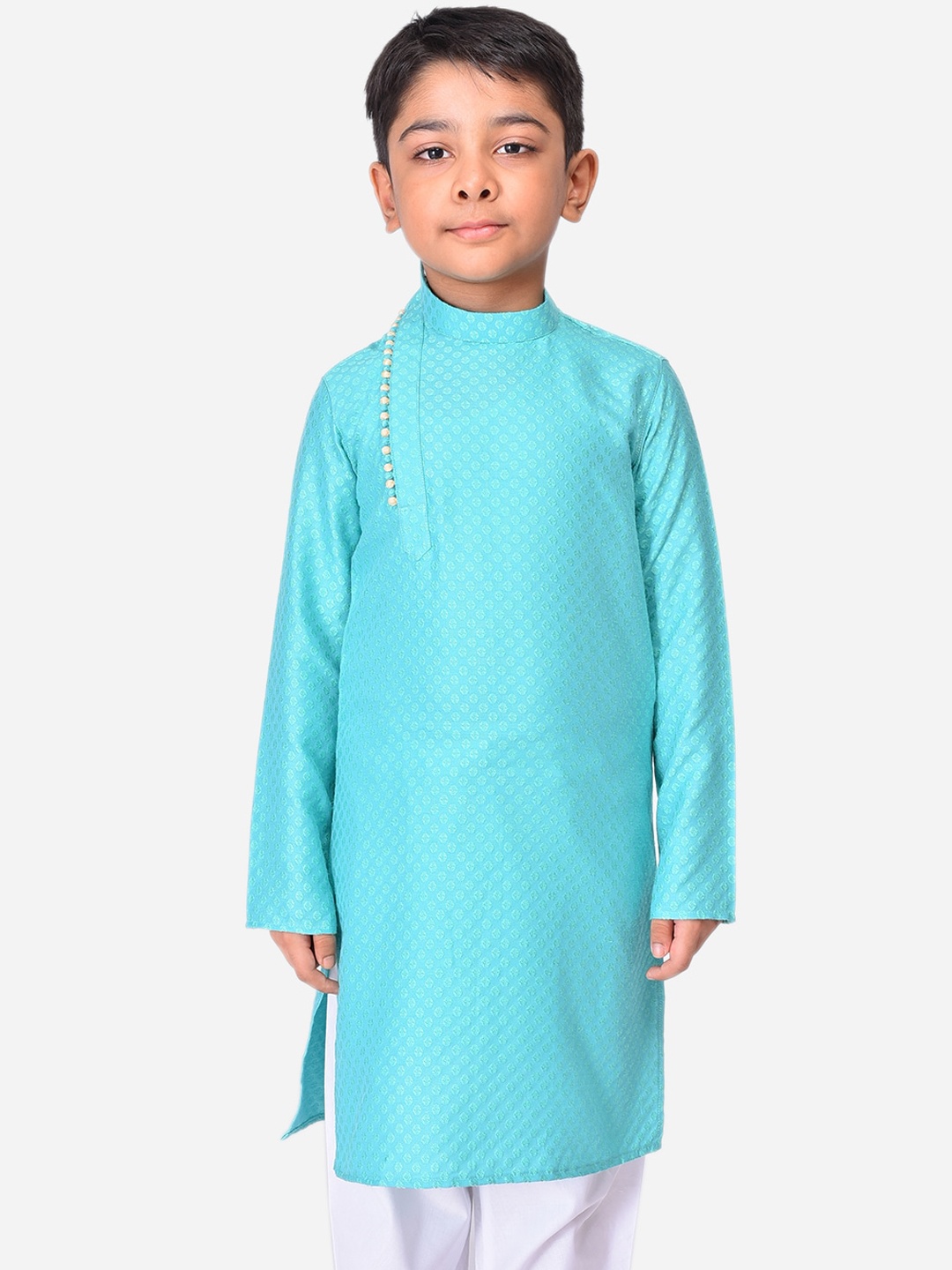 

NAMASKAR Boys Blue Solid Straight Kurta