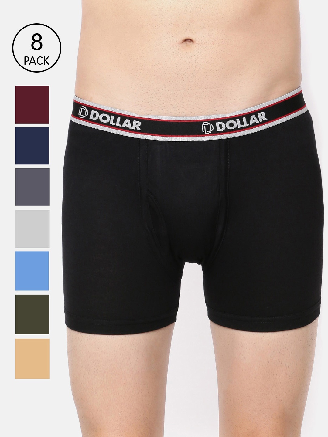 

Dollar Bigboss Men Solid Pack of 8 Combed Cotton Classy Trunk, Assorted