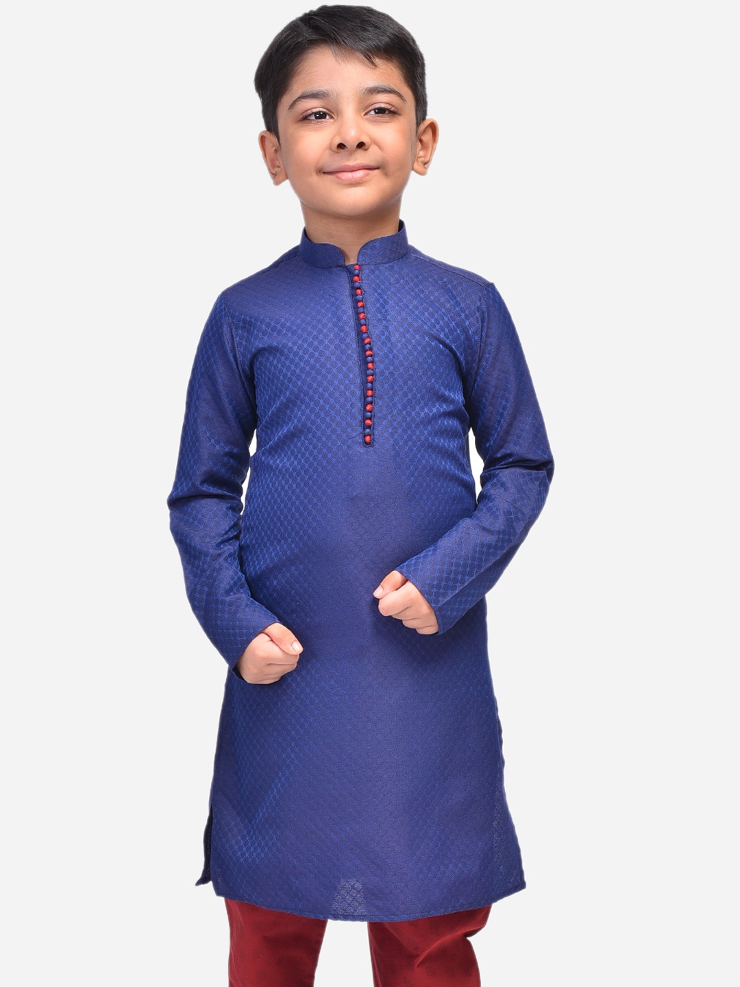 

NAMASKAR Boys Cotton Solid Kurta, Blue