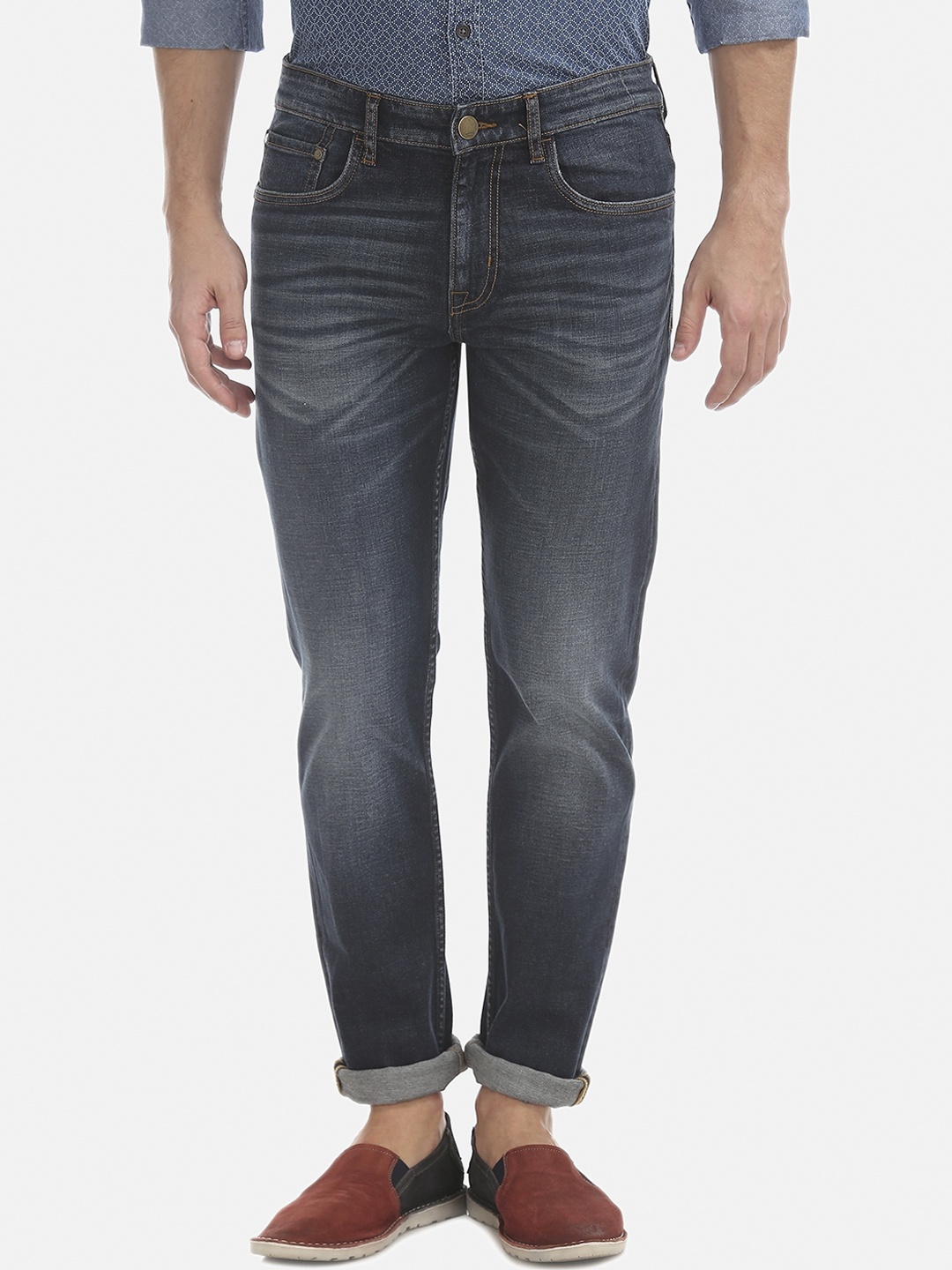 

AD By Arvind Men Navy Blue Slim Fit Mid-Rise Clean Look Stretchable Jeans