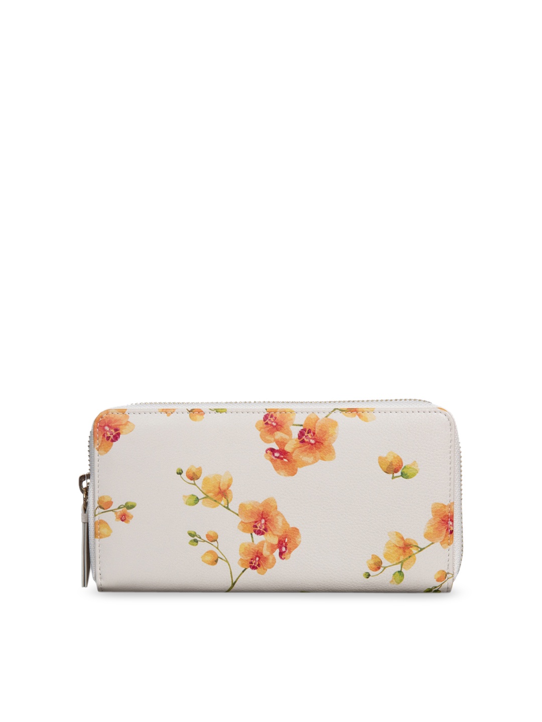 

MAI SOLI Women Cream-Coloured Floral Printed Zip Around Wallet