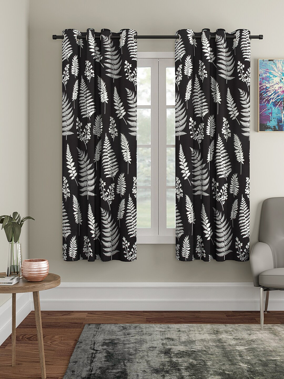 

Cortina Black & White Set of 2 Printed Window Curtains