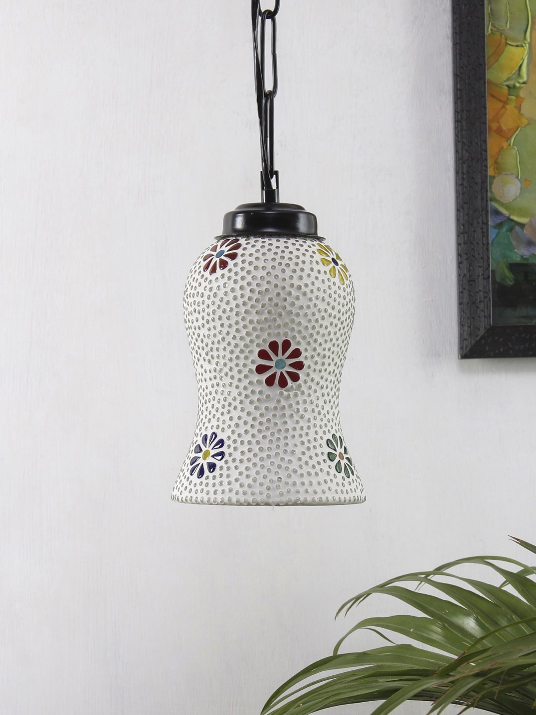 

Devansh Multicoloured Printed Mosaic Glass Hanging Light, Multi
