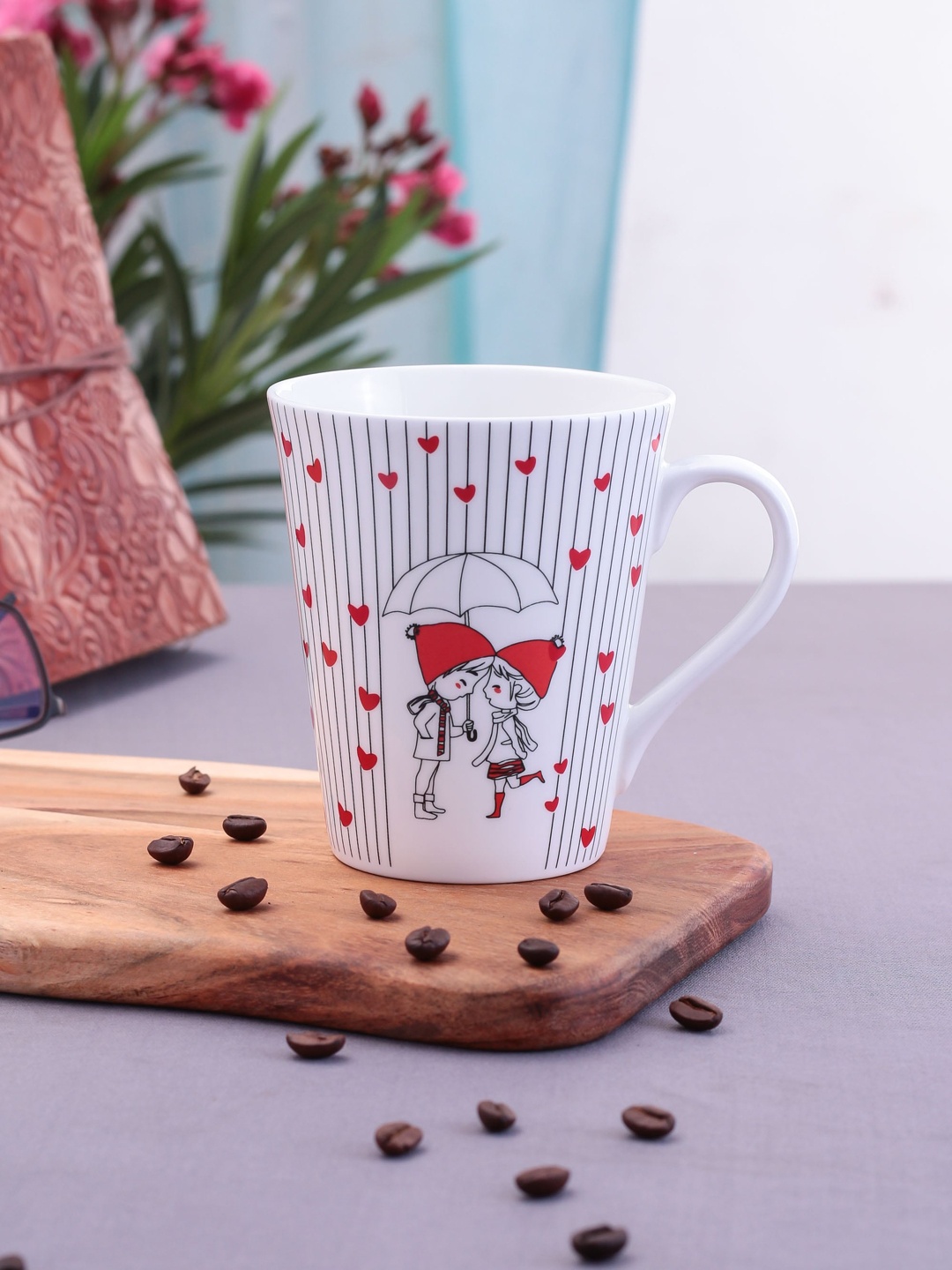 

CLAY CRAFT White & Red Printed Fine Ceramic Printed Milk Mug