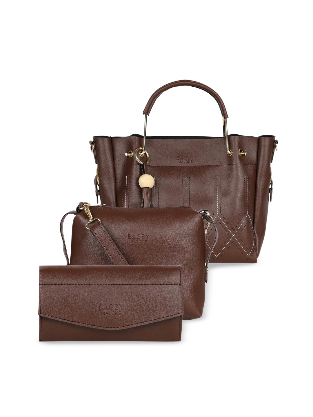 

Bagsy Malone Brown 3 Pcs Solid Shoulder Bag Set