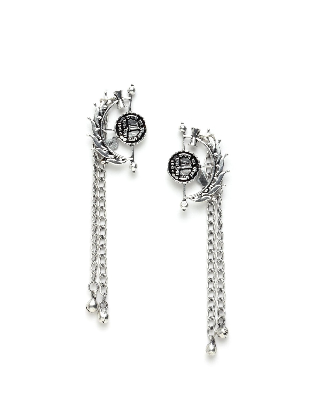 

DUGRISTYLE Silver-Toned Contemporary Drop Earrings
