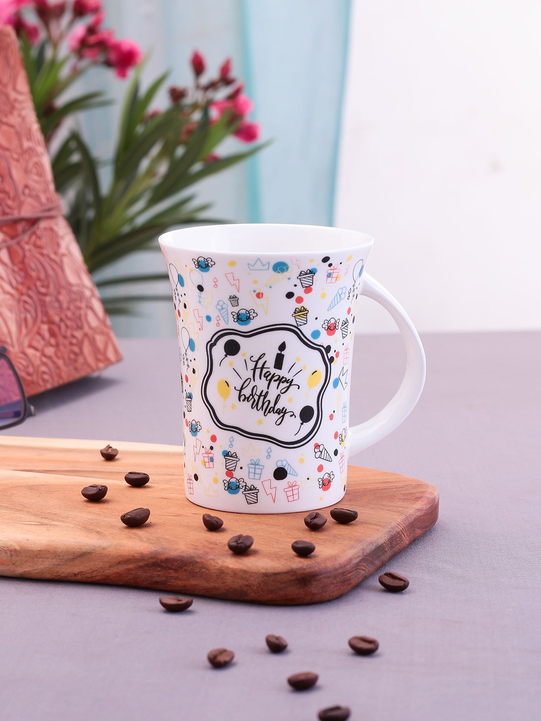

CLAY CRAFT White & Black Happy Birthday Printed Ceramic Mug