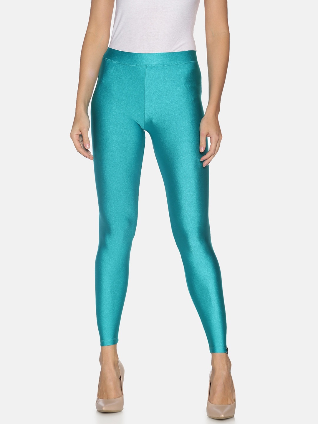 TWIN BIRDS Women Blue Solid Ankle-Length Shimmer Leggings