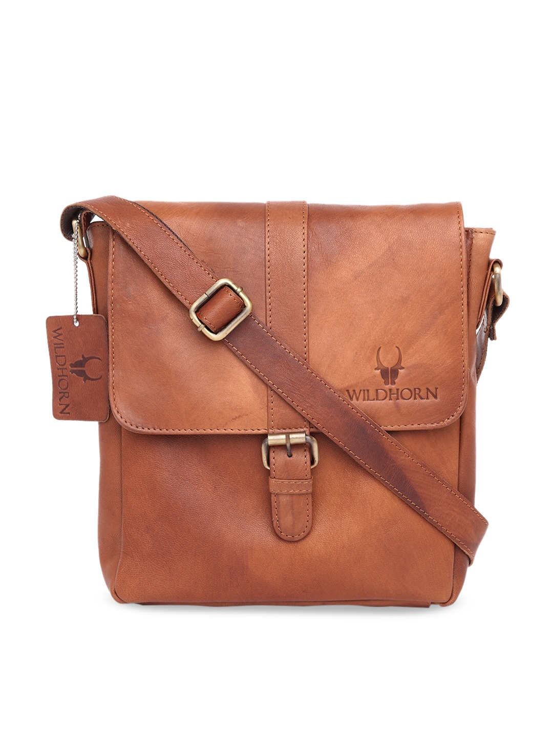 

WildHorn Men Tan Brown Solid Genuine Leather Messenger Bag