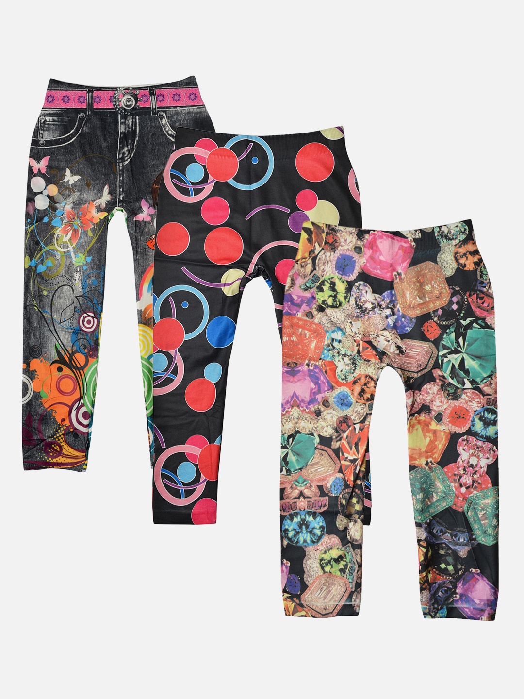 

TINY HUG Girls Pack Of 3 Assorted Printed Tights