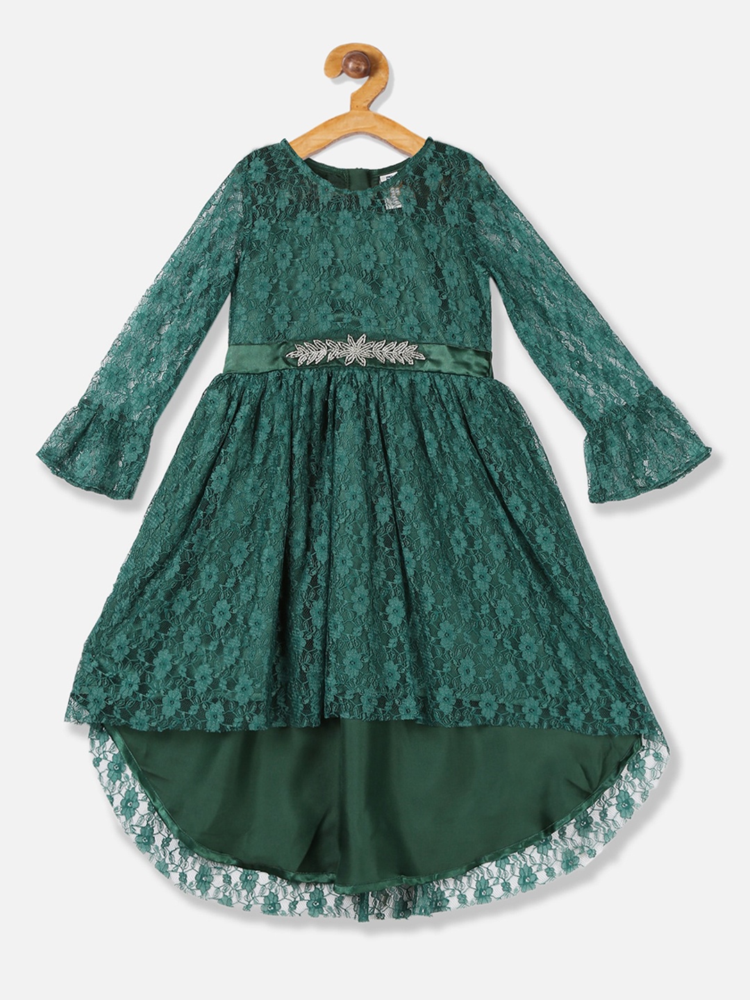 

Cherokee Girls Green Self Design Fit and Flare Dress