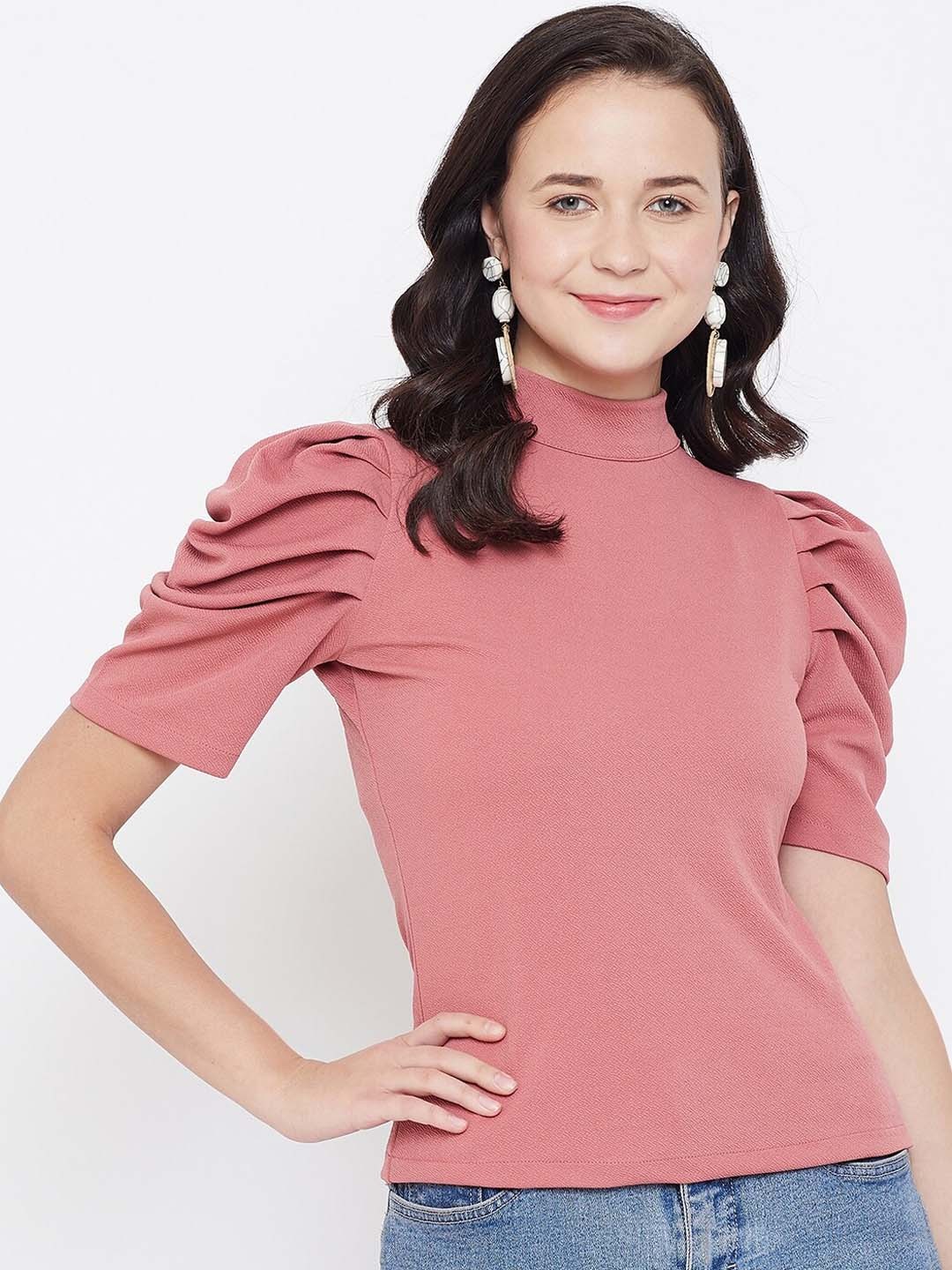 

Zastraa Women Pink Solid Top