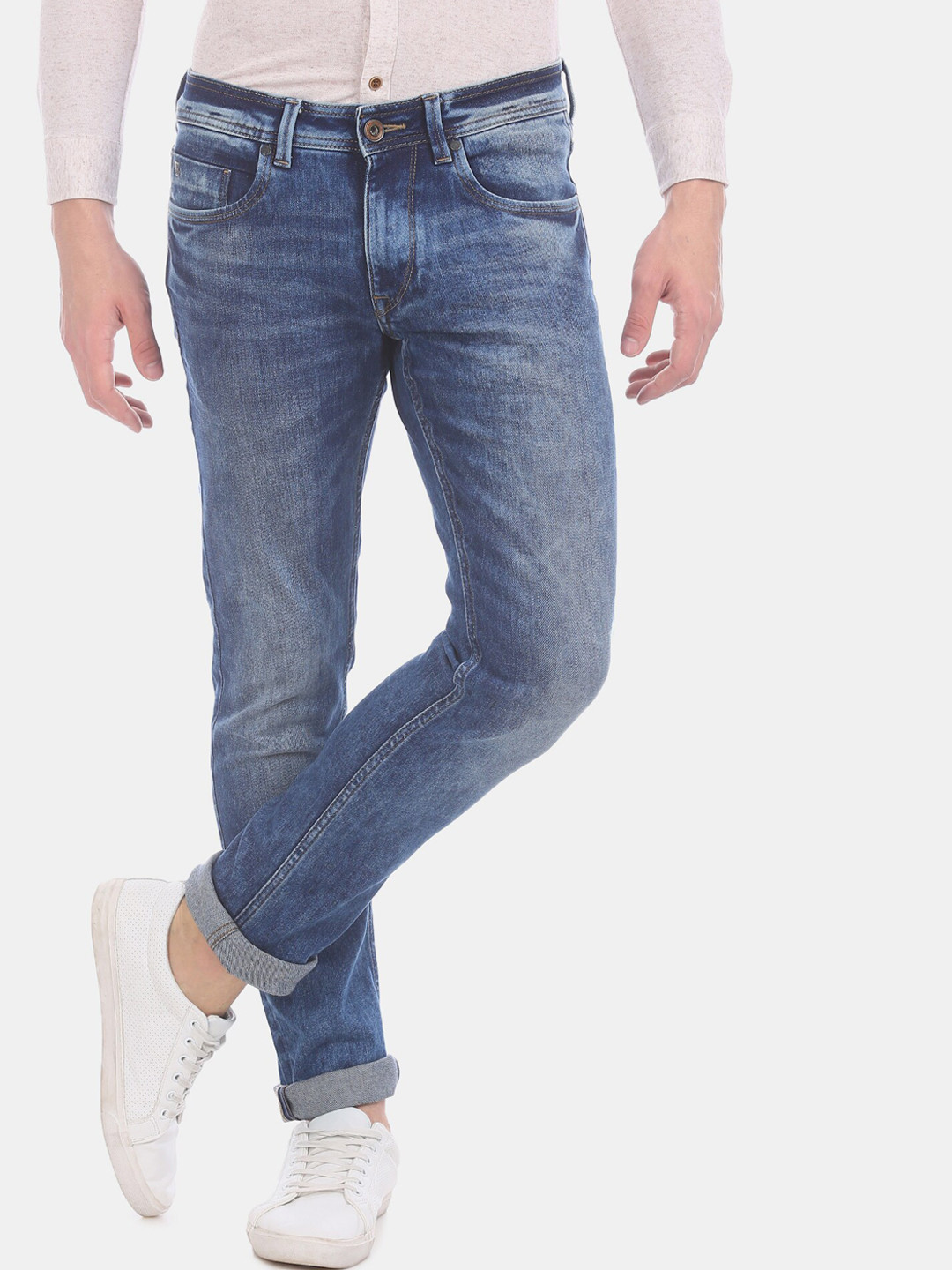 

True Blue Men Blue Slim Fit Mid-Rise Clean Look Jeans