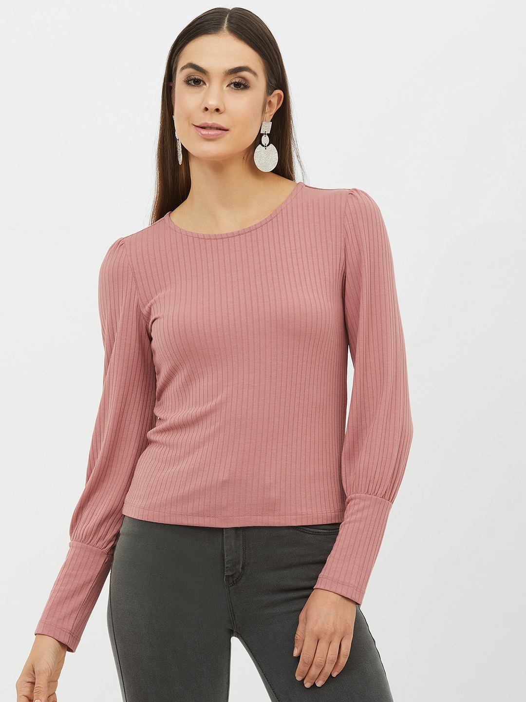 

Harpa Women Pink Striped Fitted Top