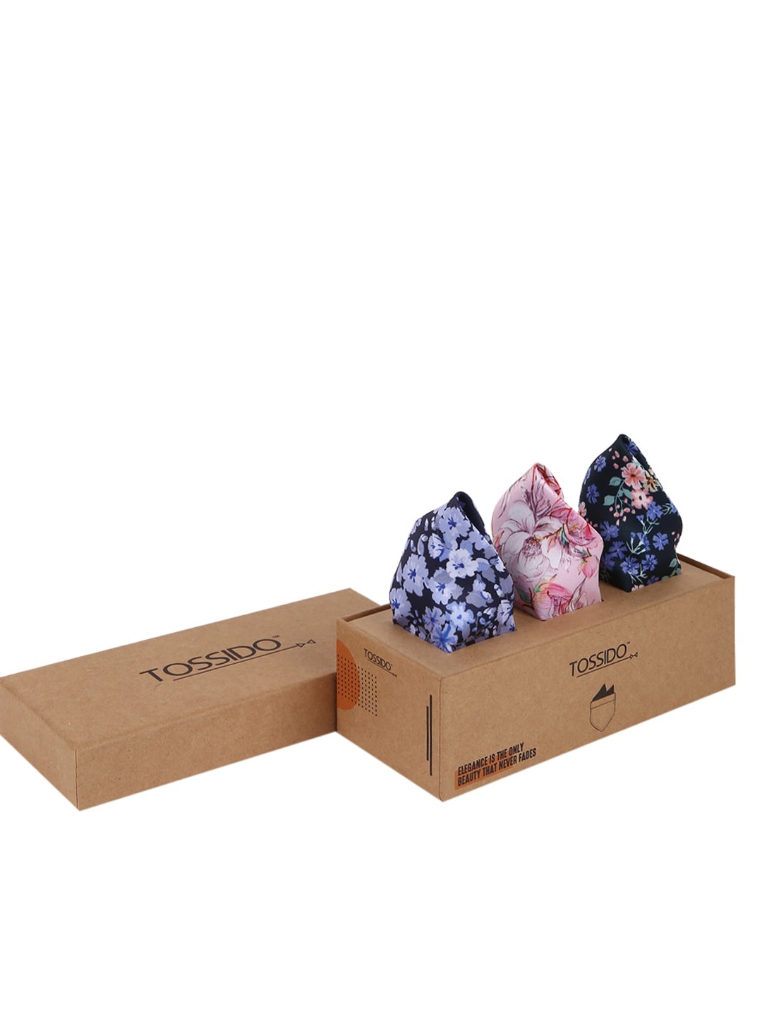 

Tossido Men Pack Of 3 Printed Pocket Squares, Blue