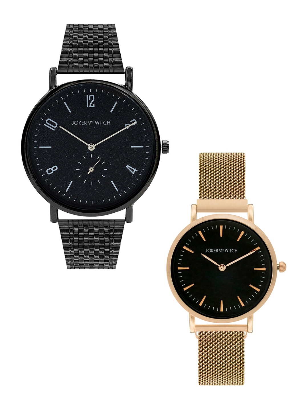 

JOKER & WITCH Justin & Jessica Couple Watch Gift Set, Black