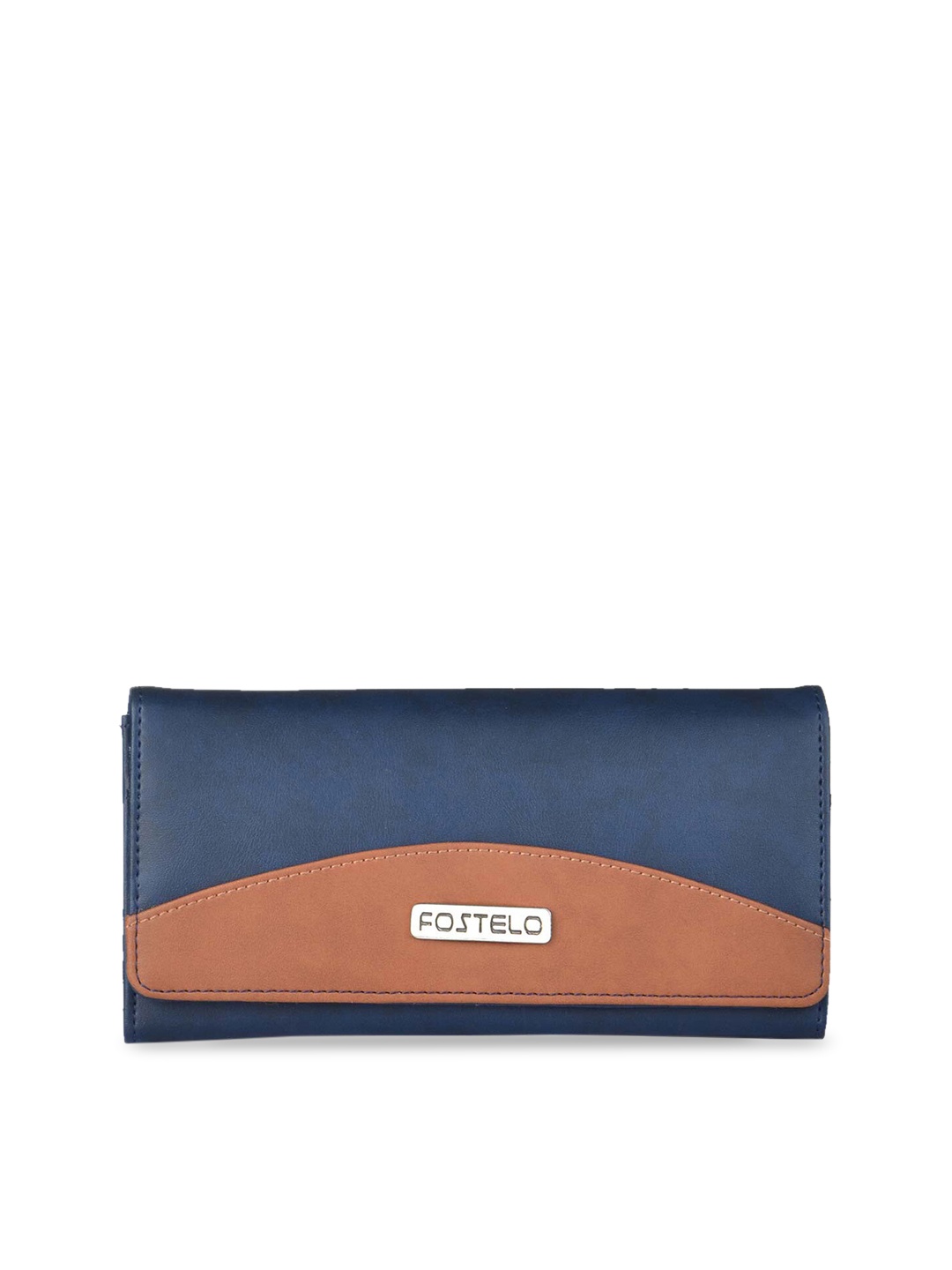 

Fostelo Women Blue & Brown Colourblocked Purse Clutch
