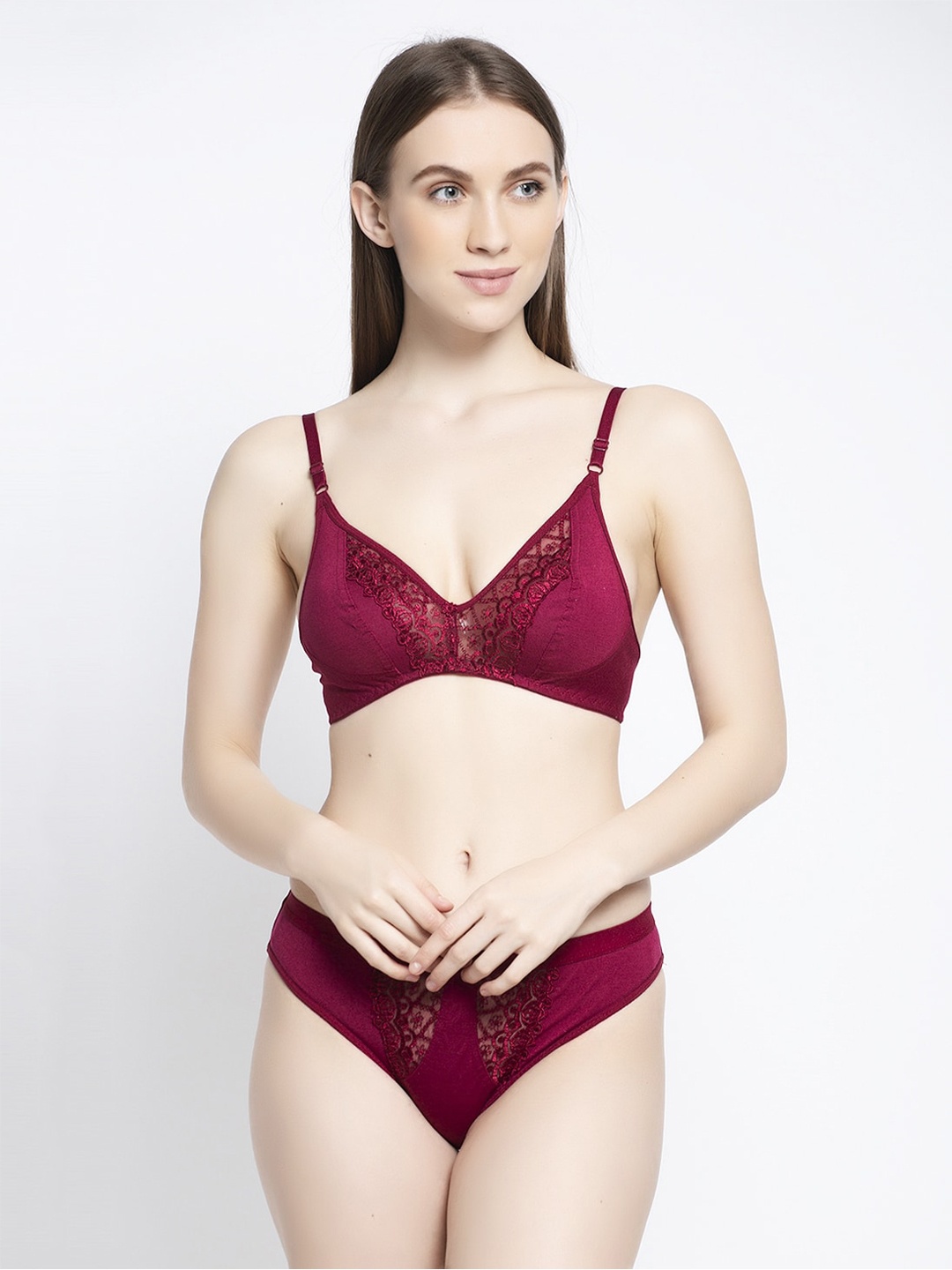 

GRACIT Women Burgundy Solid Lingerie Set PW20-14