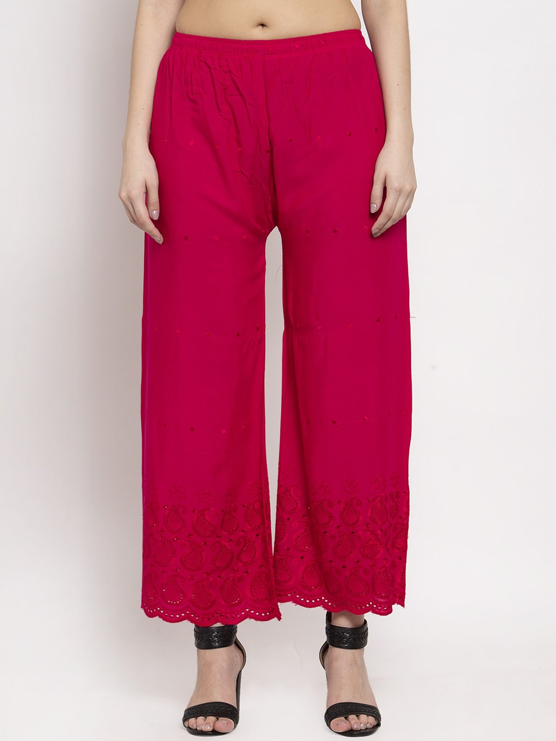 

Miaz Lifestyle Women Pink Solid Flared Palazzo