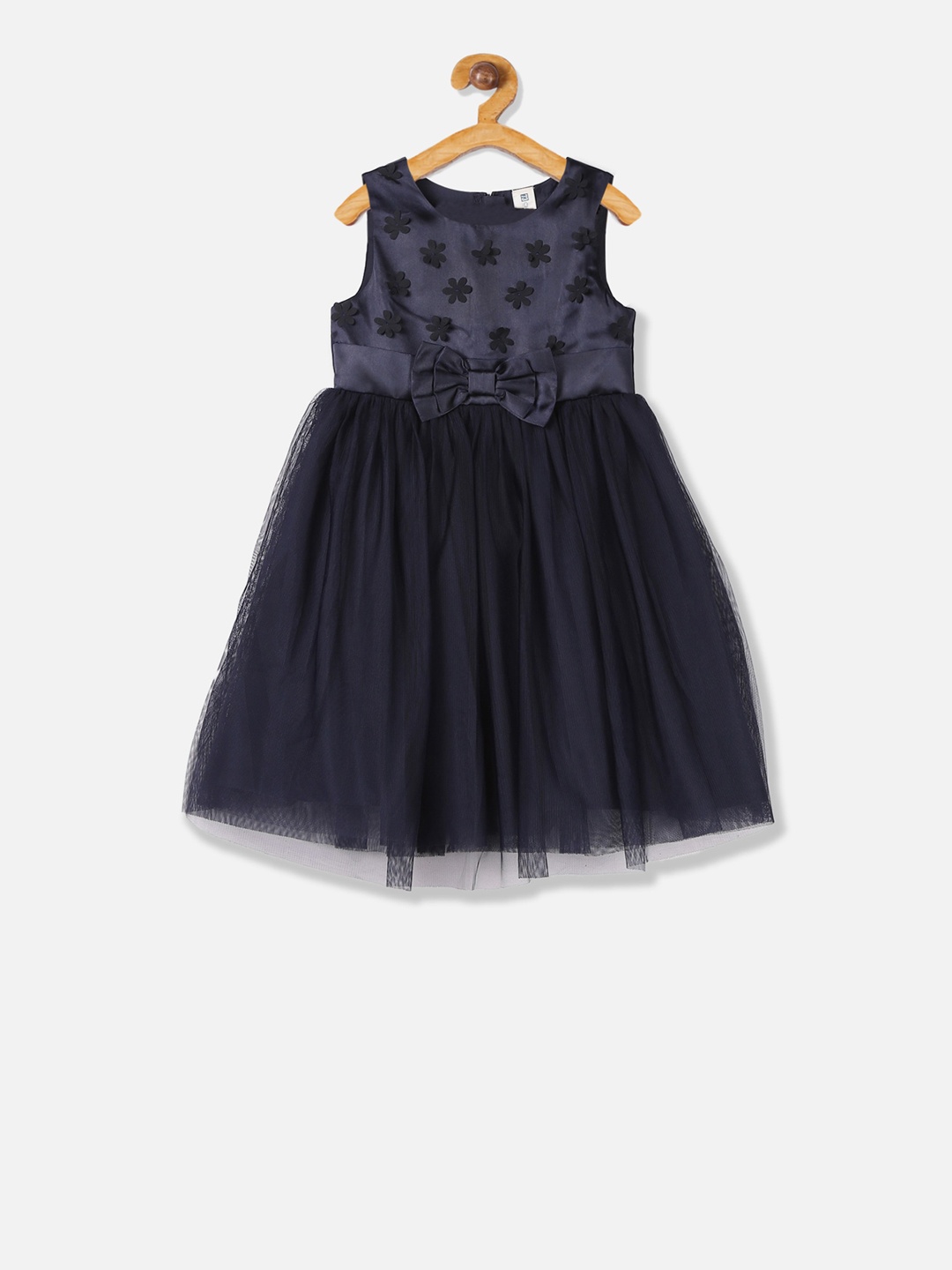 

Cherokee Girls Navy Blue Self Design Fit and Flare Dress