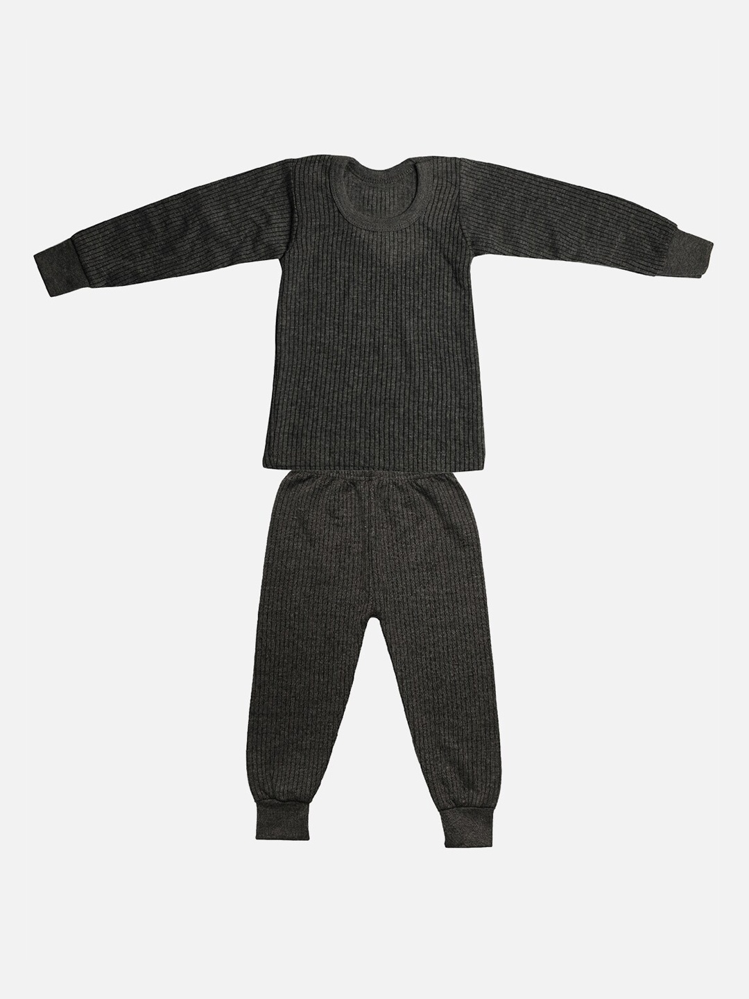 

TINY HUG Boys Charcoal Grey Striped Thermal Set