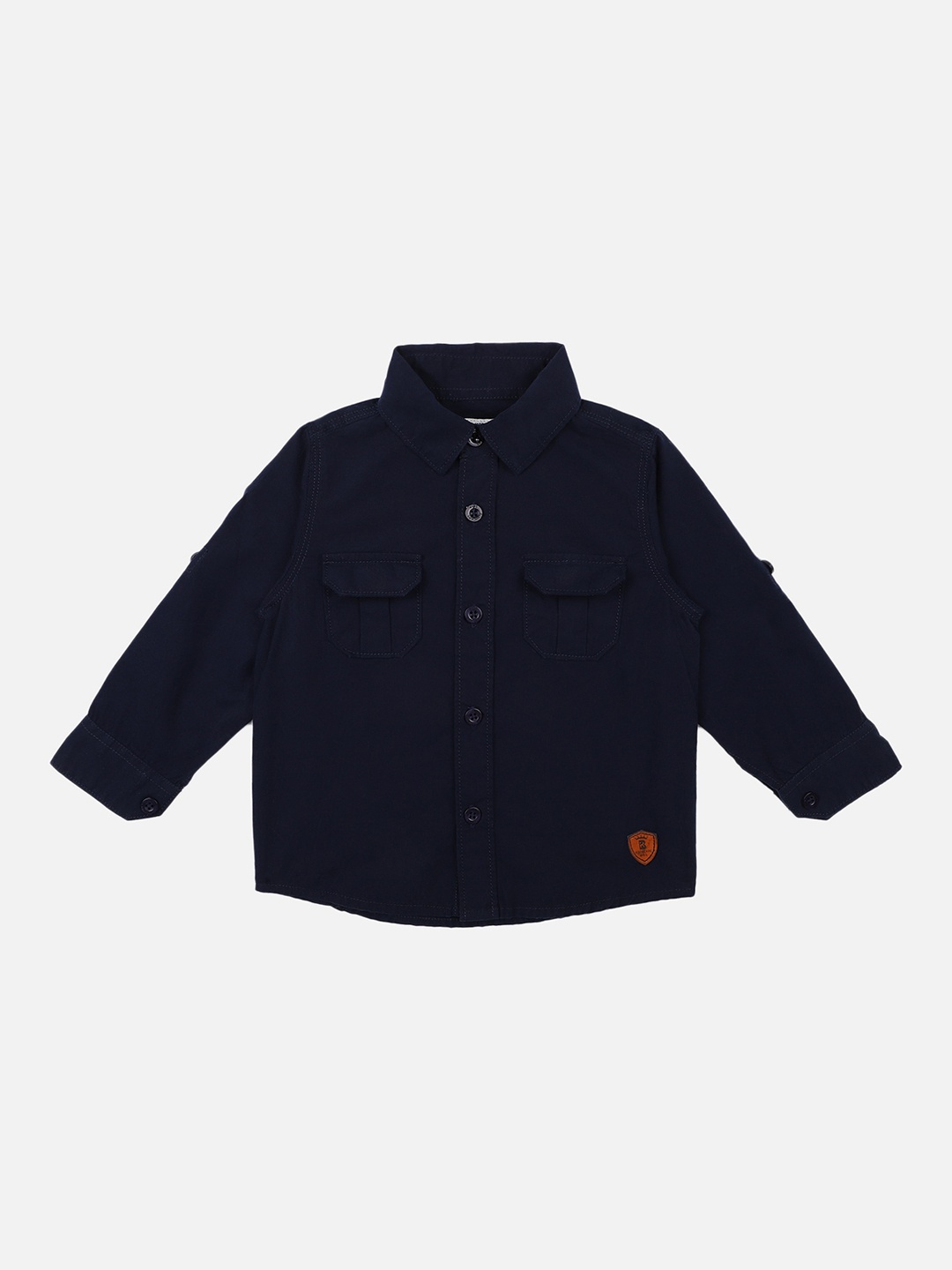 Bodycare First Boys Navy Blue Slim Fit Solid Casual Shirt