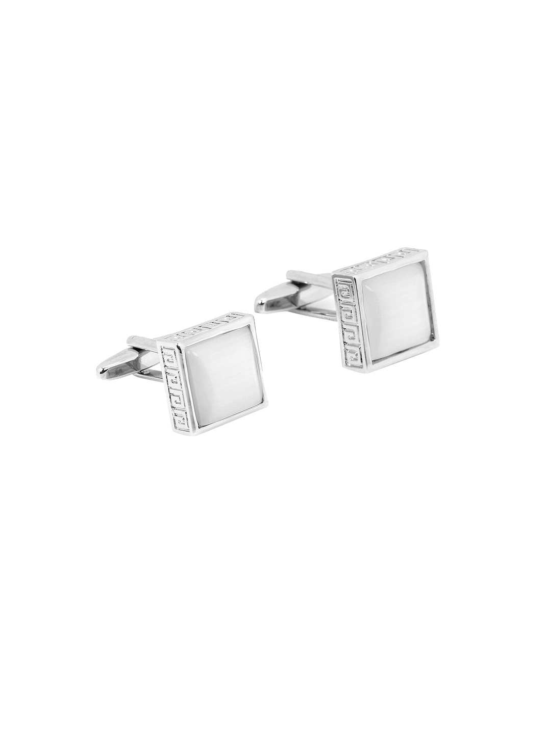 

Yellow Chimes Rhodium-Plated & Silver-Toned Solid Square Cufflinks