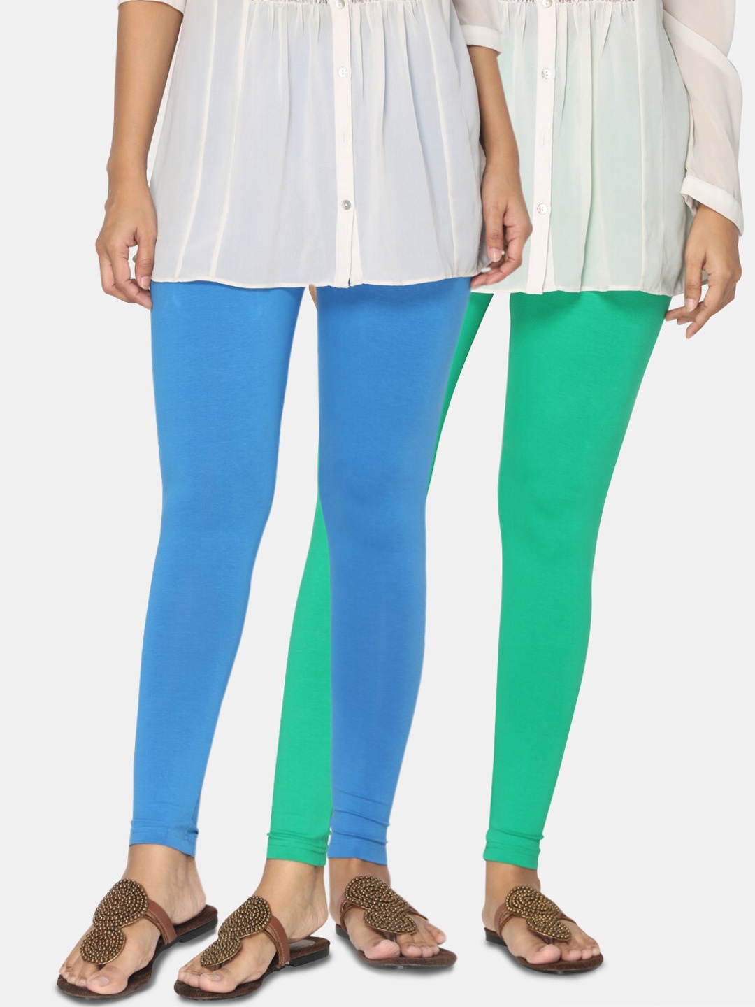 

TSG Bliss Women Pack Of 2 Solid Ankle-Length Leggings, Green