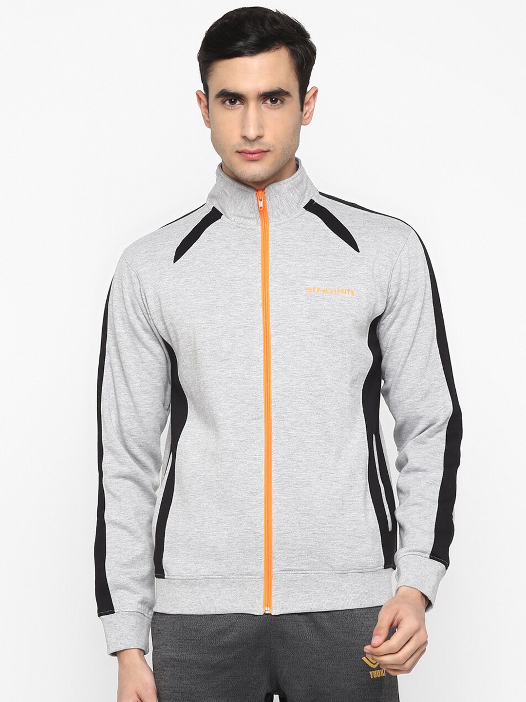 

OFF LIMITS Men Grey Melange Solid Bomber Jacket