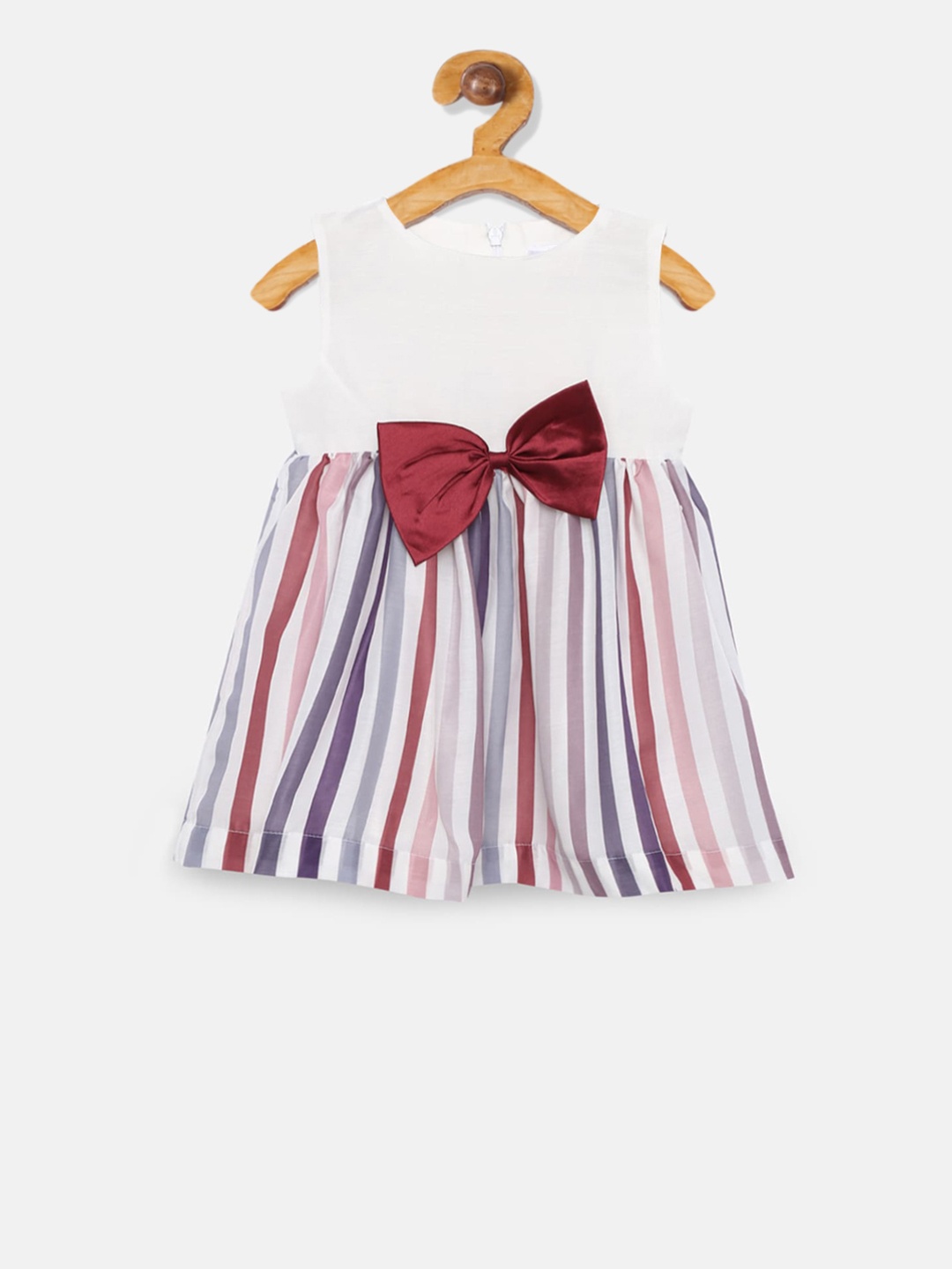 

Aomi Girls White Striped Fit and Flare Dress