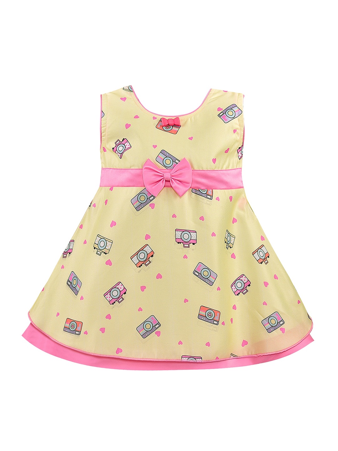 

Wish Karo Girls Yellow Printed Fit and Flare Dress