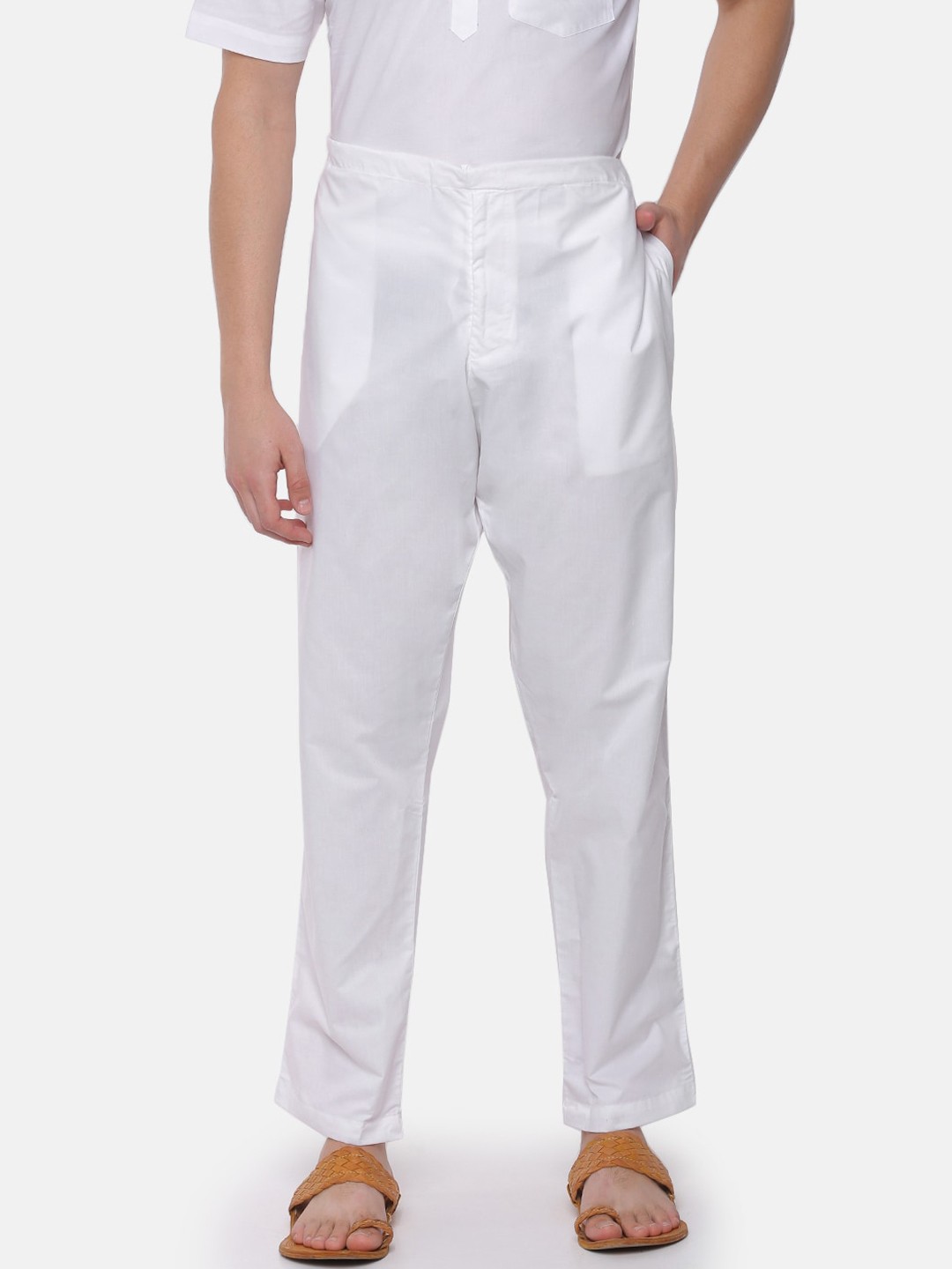 

Ramraj Men White Solid Pyjamas
