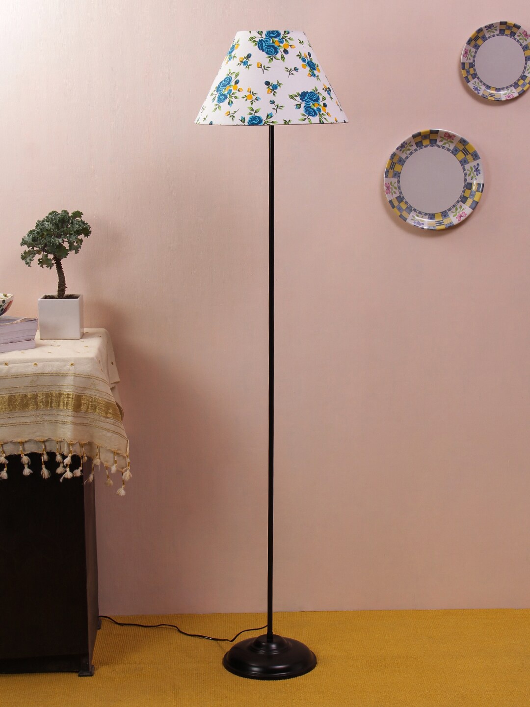 

Devansh White & Blue Printed Cotton Club Lamp