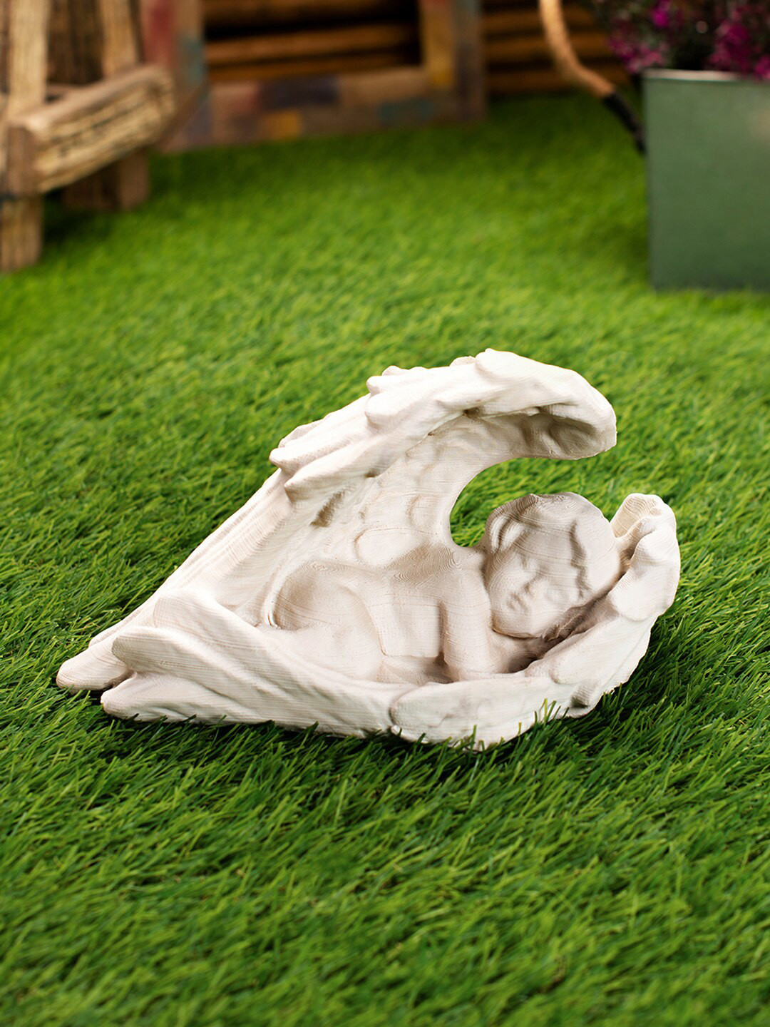 

green girgit White Resin Sleeping Angel Garden Accessory