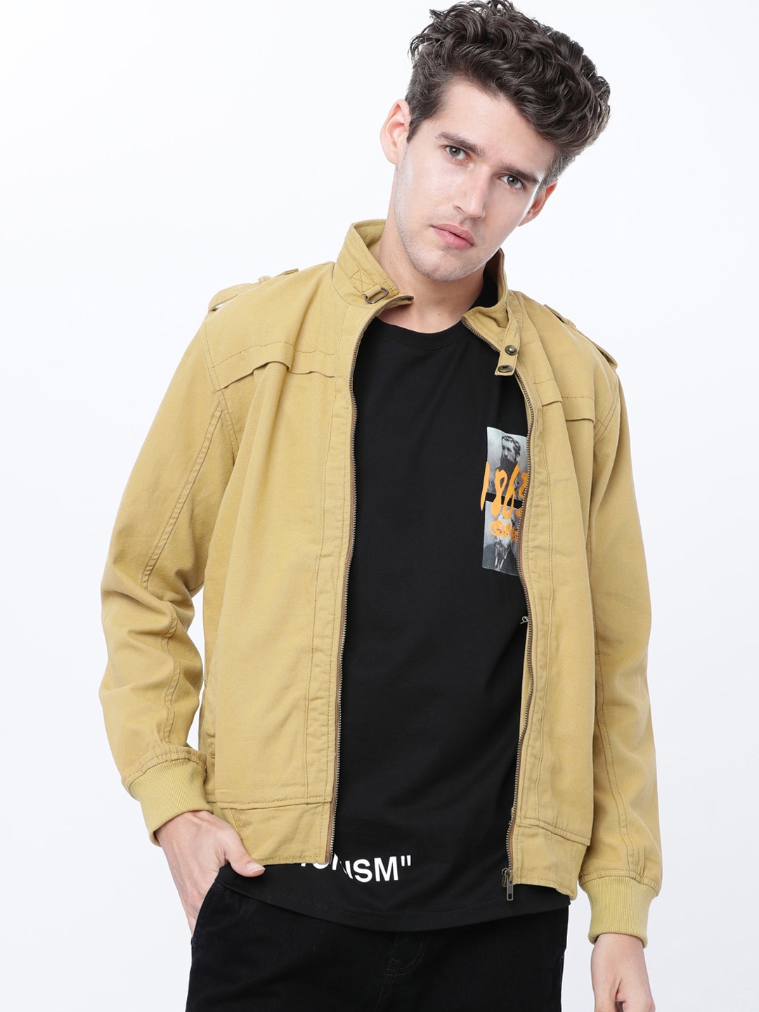 

HIGHLANDER Men Khaki Solid Bomber