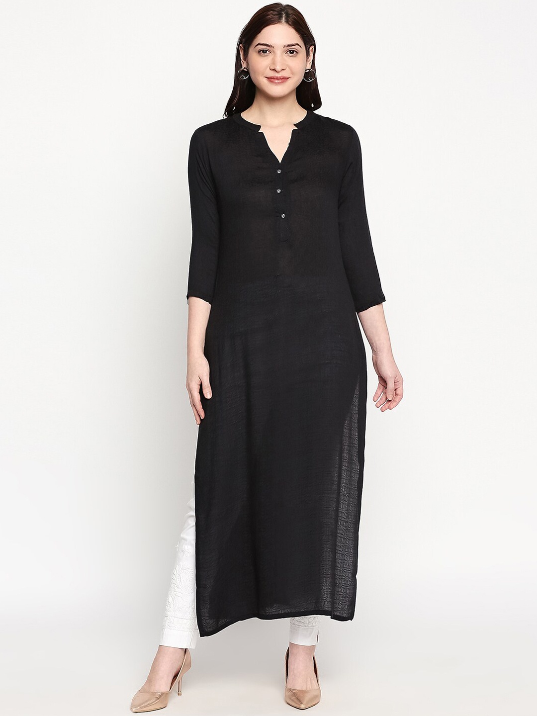 

inocenCia Women Black Solid A-Line Kurta