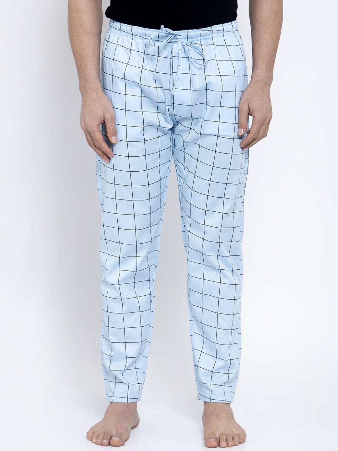 

JAINISH Men Blue Checked Lounge Pants
