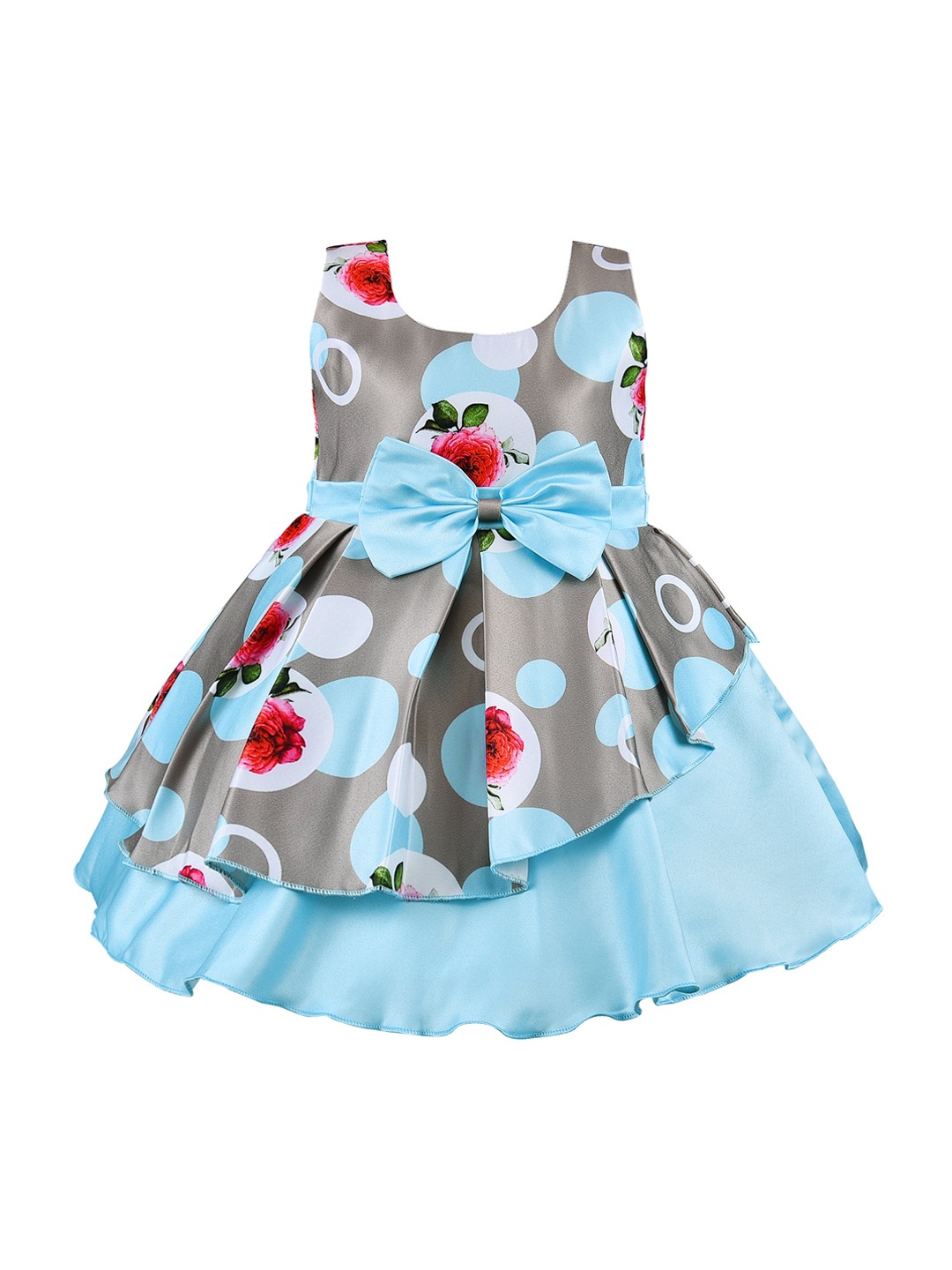 

Wish Karo Girls Blue Printed Fit and Flare Dress