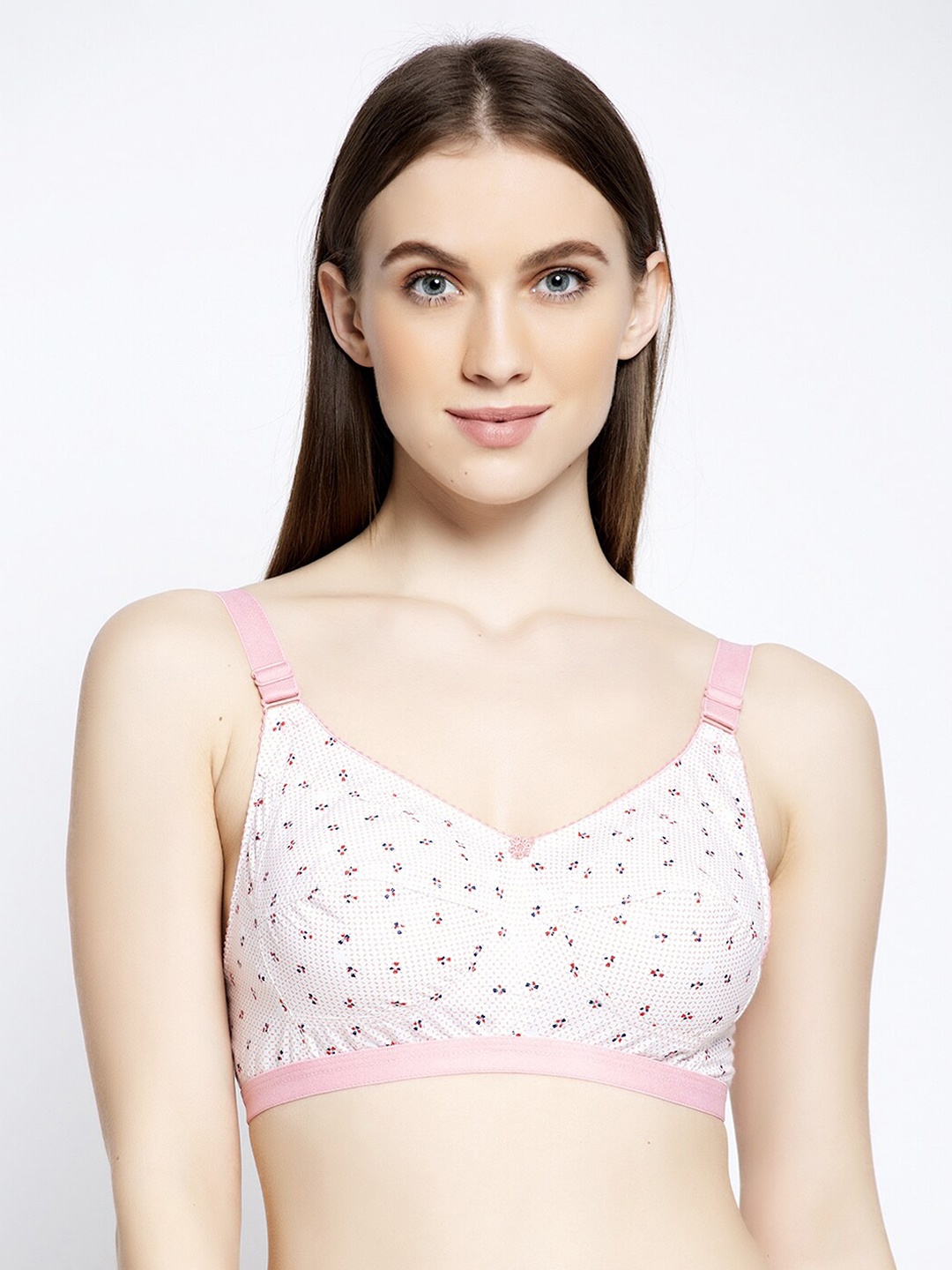

GRACIT Women Pink & White Printed Non-Wired Non-Padded Bralette Bra PW30-13