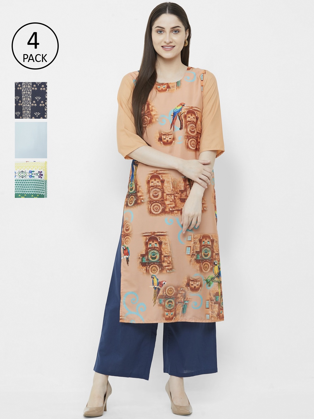 

7Threads Women Multicoloured Printed Straight Kurta, Multi