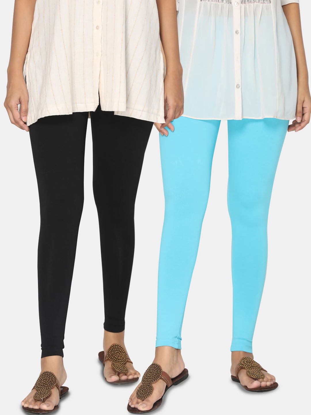 

TSG Bliss Women Black & Blue Pack Of 2 Solid Ankle-Length Leggings