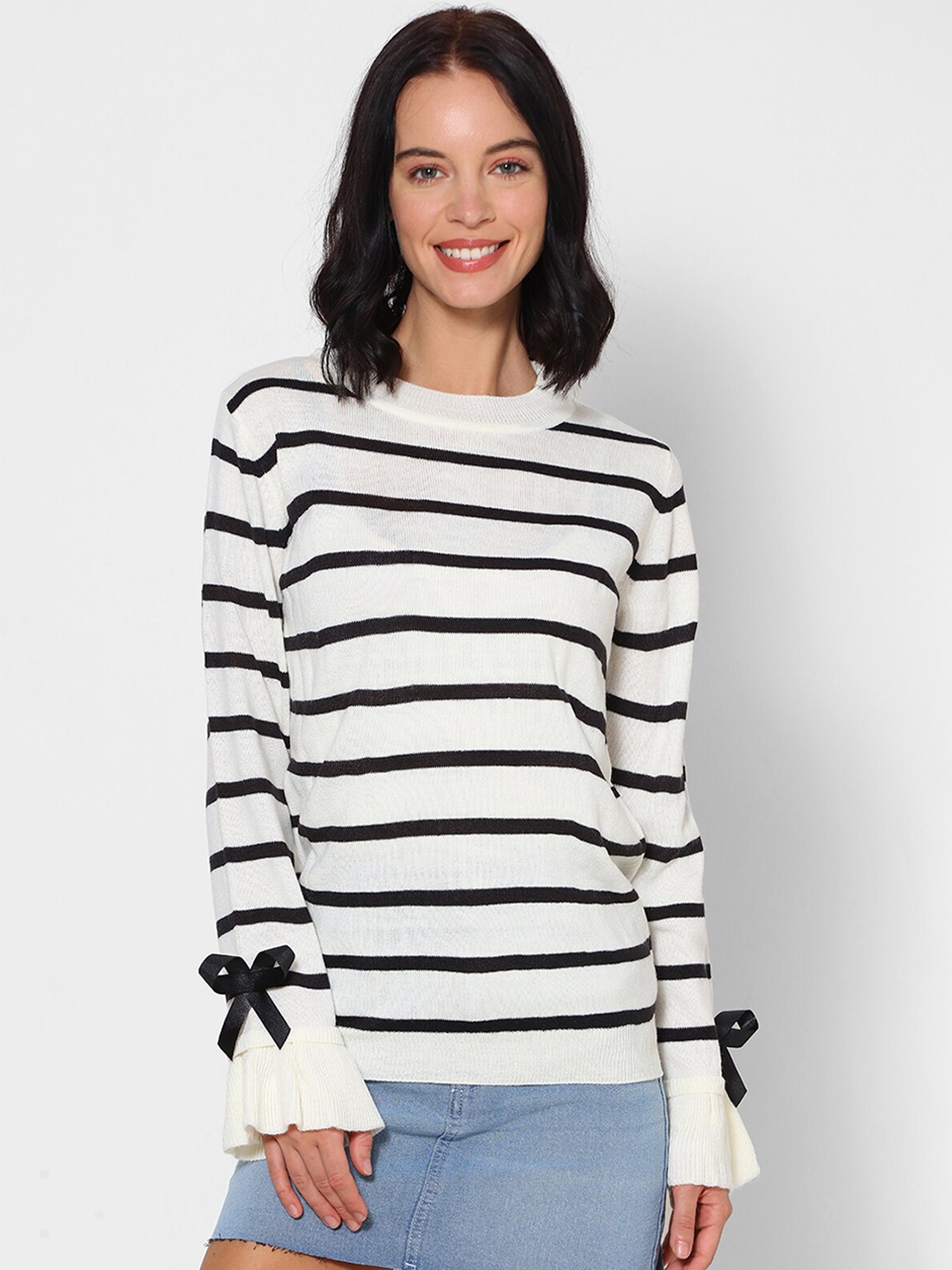 

FOREVER 21 Women Off-White Striped Pullover Sweater