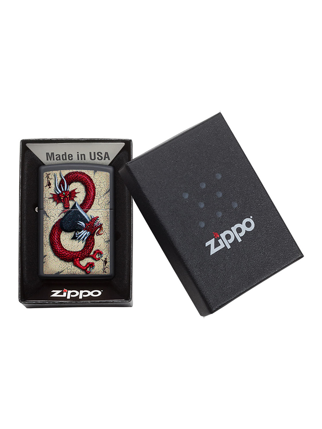 

Zippo Unisex Black Dragon Ace Design Matte Pocket Lighter